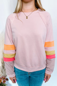 Feeling Fun Terry Knit Crew Neck Top - Blush