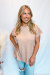 Simple Style Contrast Top - Dusty Mauve