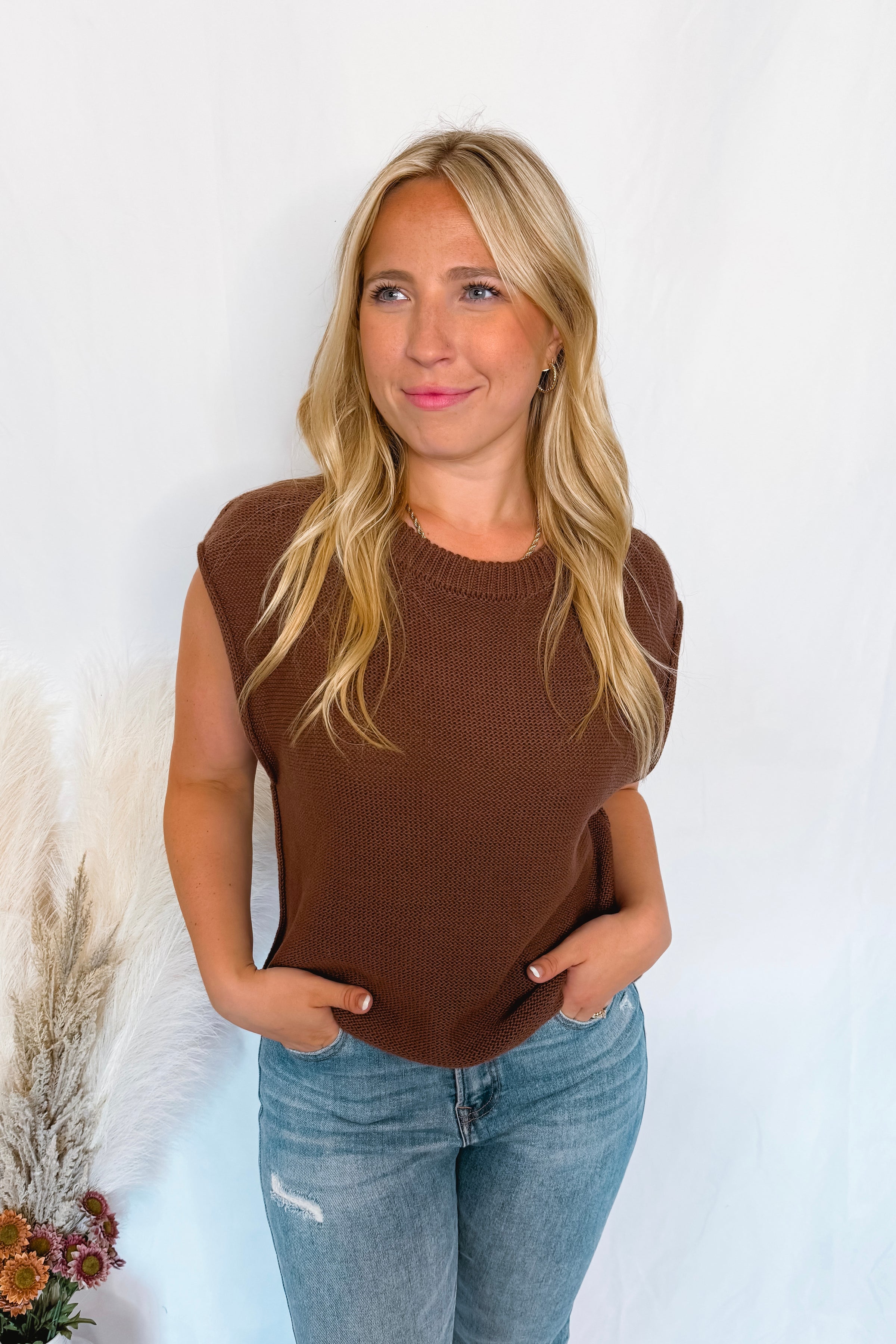 My Kinda Style Knit Sweater Vest - Brown