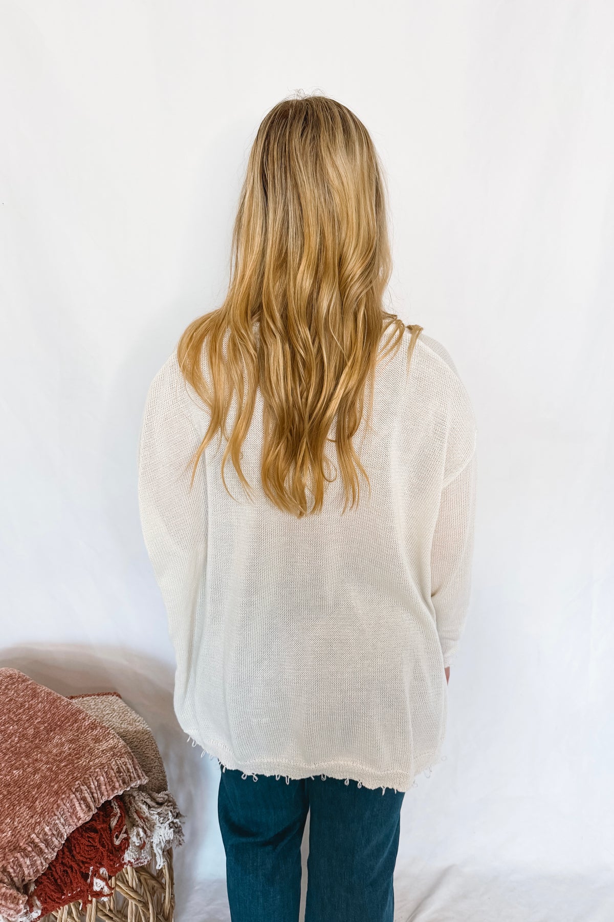Take Me Away Distressed Knit Sweater - Ivory