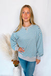 Bailey Striped Oversized Knit Top - Blue/Ivory