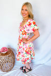 Pretty Petal Floral Mini Dress - Pink Multi