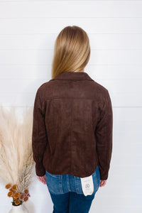 Major Icon Faux Suede Jacket - Dark Brown