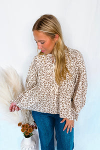 Little Bit Of Fall Peplum Blouse - Ivory