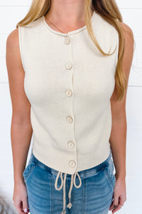 Easily Styled Knit Vest Top - Cream