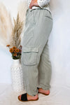 Ellie Tencel Drawstring Cargo Joggers - Pale Sage