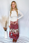 Floral Fields Ruffle Midi Skirt - Rose/Ivory