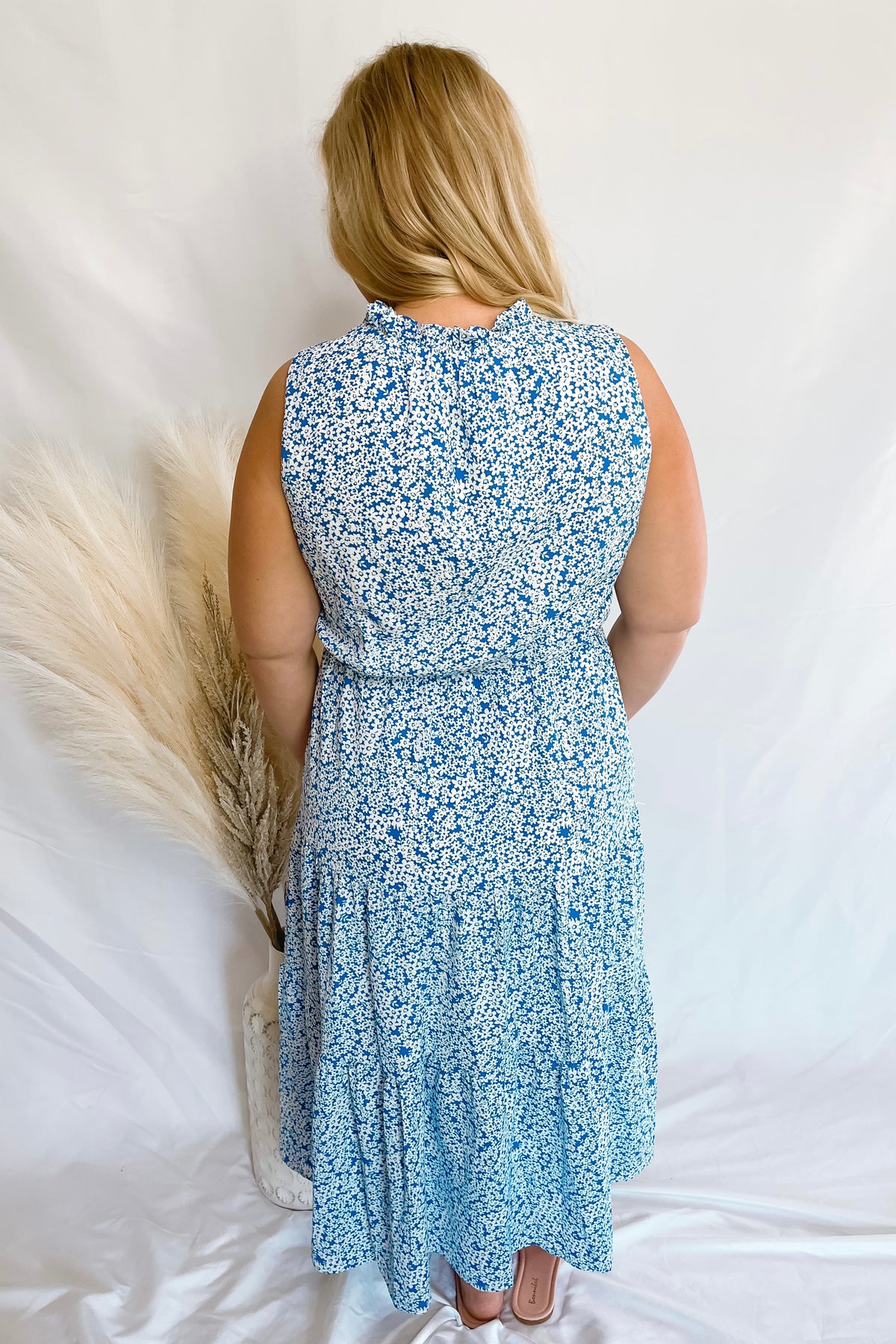 Stay Spirited Blue Floral Tiered Maxi Dress