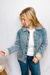 Brooklyn Quilted Denim Jacket - Medium Wash