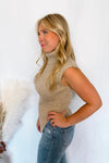 Let's Go Fall Asymmetrical Turtle Neck Sweater Vest - Taupe
