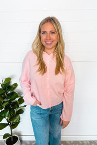 Sweet Breeze Lightweight Button Sweater - Light Pink