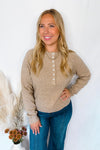 Love A Latte Button Sweater - Tan