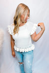 Feeling Flirty Ruffle Knit Tank - Ivory