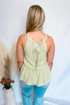 Total Crush Peplum Halter Top - Light Sage