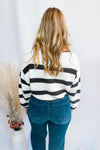 Cooler Vibes Striped Knit Sweater - Ivory/Charcoal