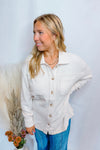 All Goodness Waffle Knit Button Down Shacket - Ivory