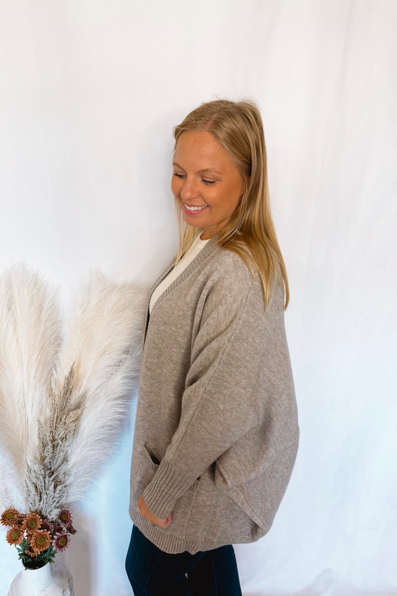 Endless Warmth Dolman Sleeve Open Cardigan - Grey