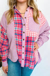 Rosie Oversized Plaid Top - Pink/Lavender