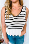 Simply Polished Striped Knit Tank - White/Black