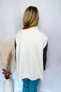 With Love High Low Sleeveless Turtleneck Sweater - Ivory