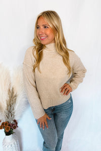 Boston Chill Ribbed Knit Sweater - Tan
