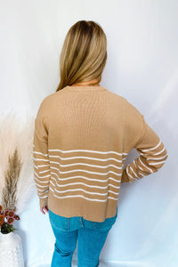 Harvest Season Striped Knit Sweater - Taupe/Ivory