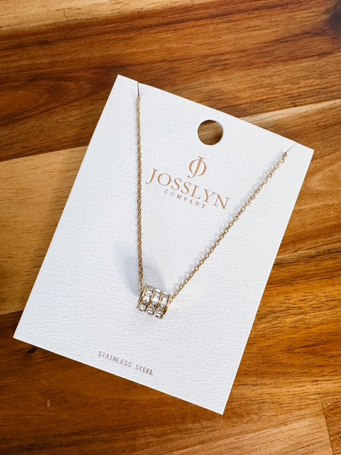 Bree Barrel Necklace - Gold/Rhinestone