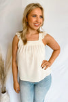 With All My Love Cream Flutter Linen Tank