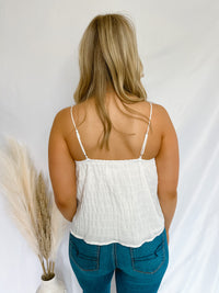 Love The Journey White Ruffle Tank