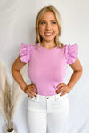 Gorgeous Melody Lavender Ruffle Knit Top