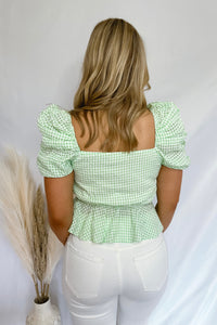 Sunny Days Green Peplum Top