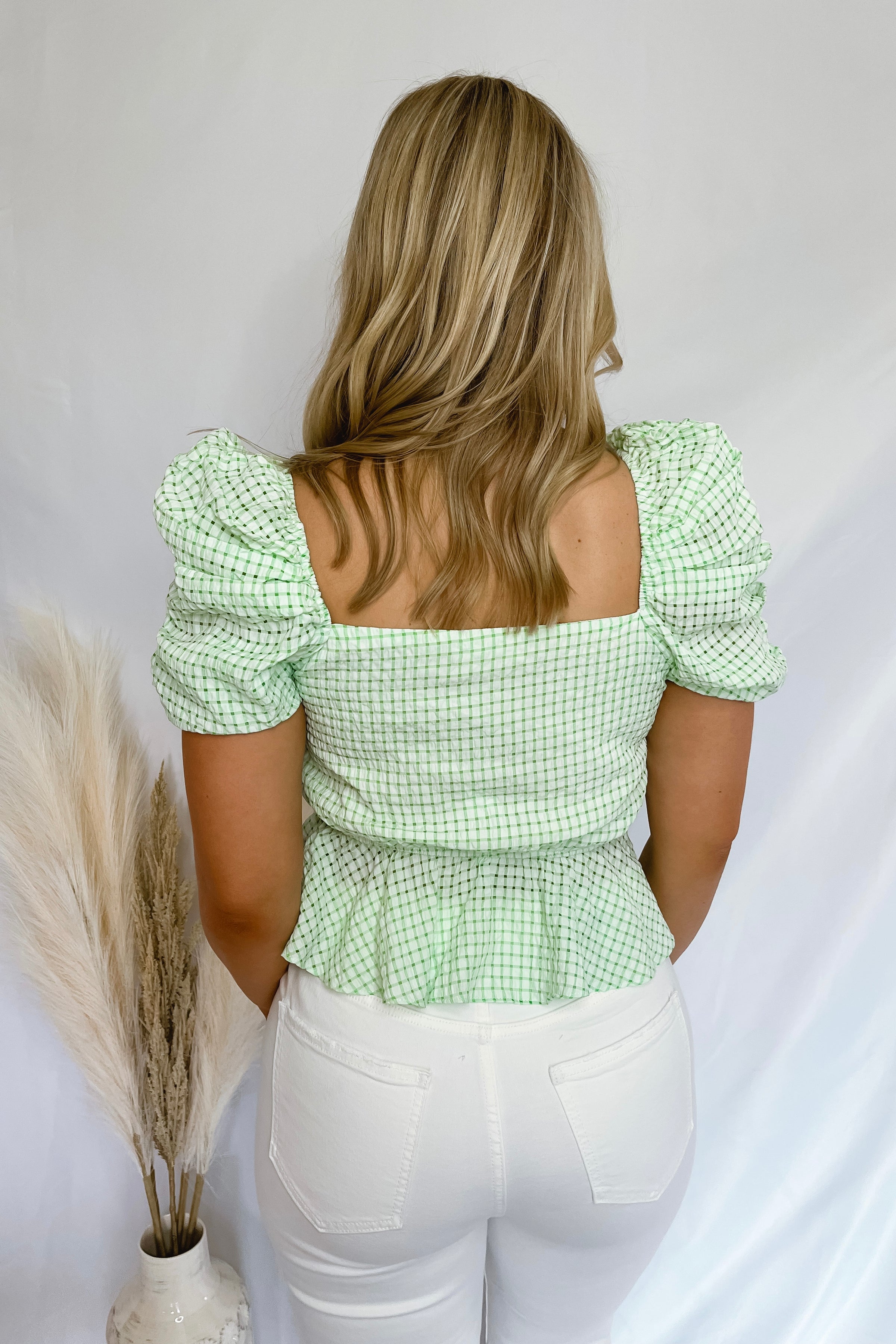 Sunny Days Green Peplum Top