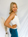 Love The Journey White Ruffle Tank