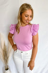 Gorgeous Melody Lavender Ruffle Knit Top