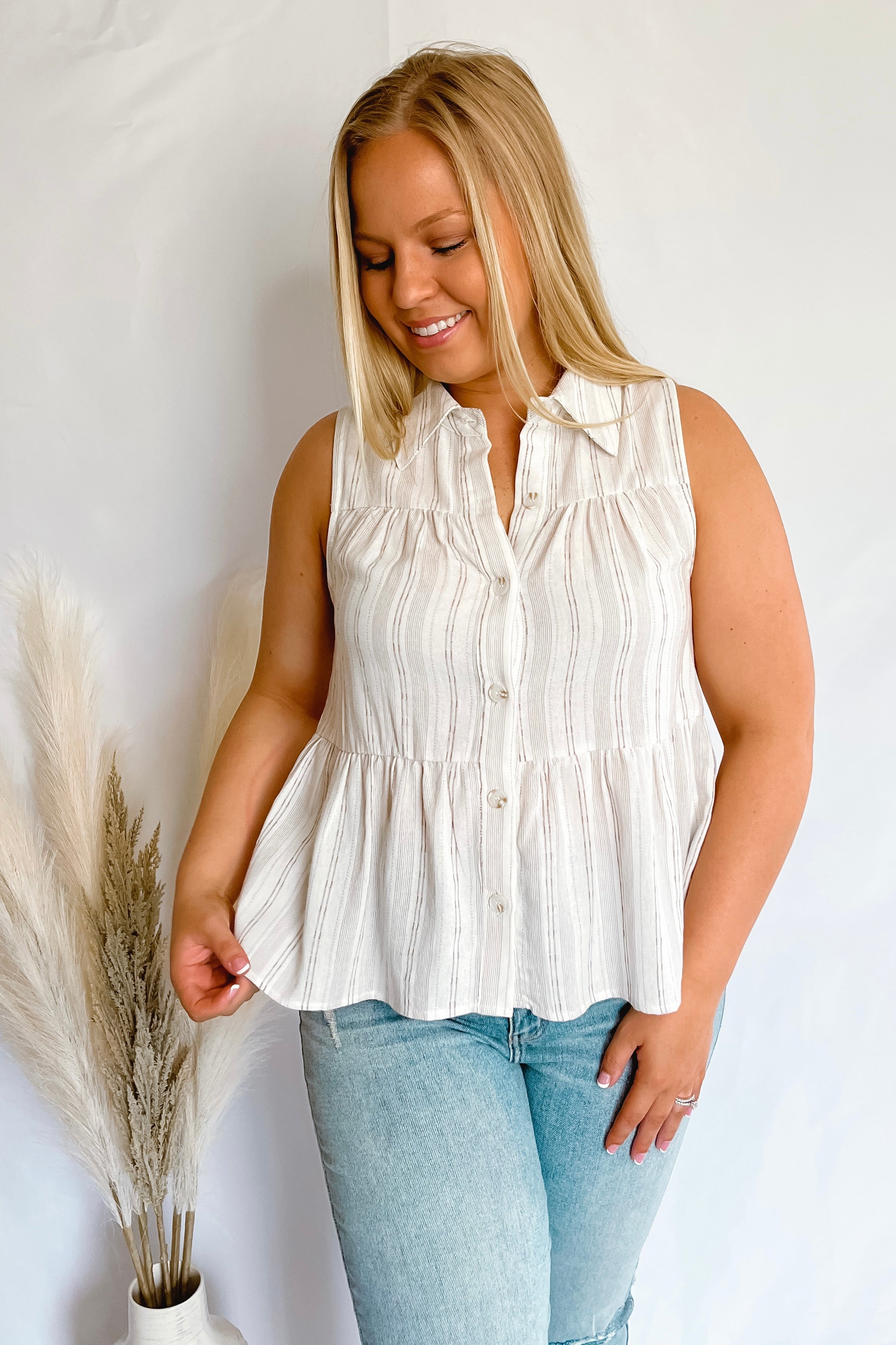 Joyful Journey Brown/Ivory Striped Top