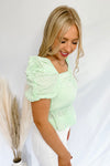 Sunny Days Green Peplum Top