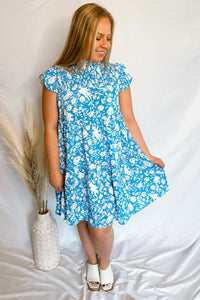 Sunlit Magic Blue/White Floral Mini Dress