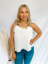 Love The Journey White Ruffle Tank