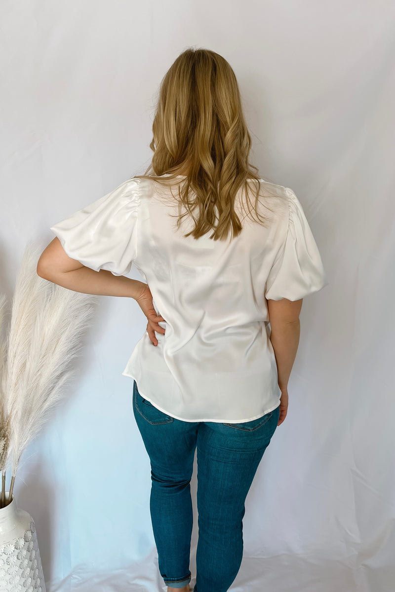 Forever Chic White Puff Sleeve Top