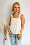 With All My Love Cream Flutter Linen Tank