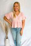 Friendly Smiles Pink Babydoll Top