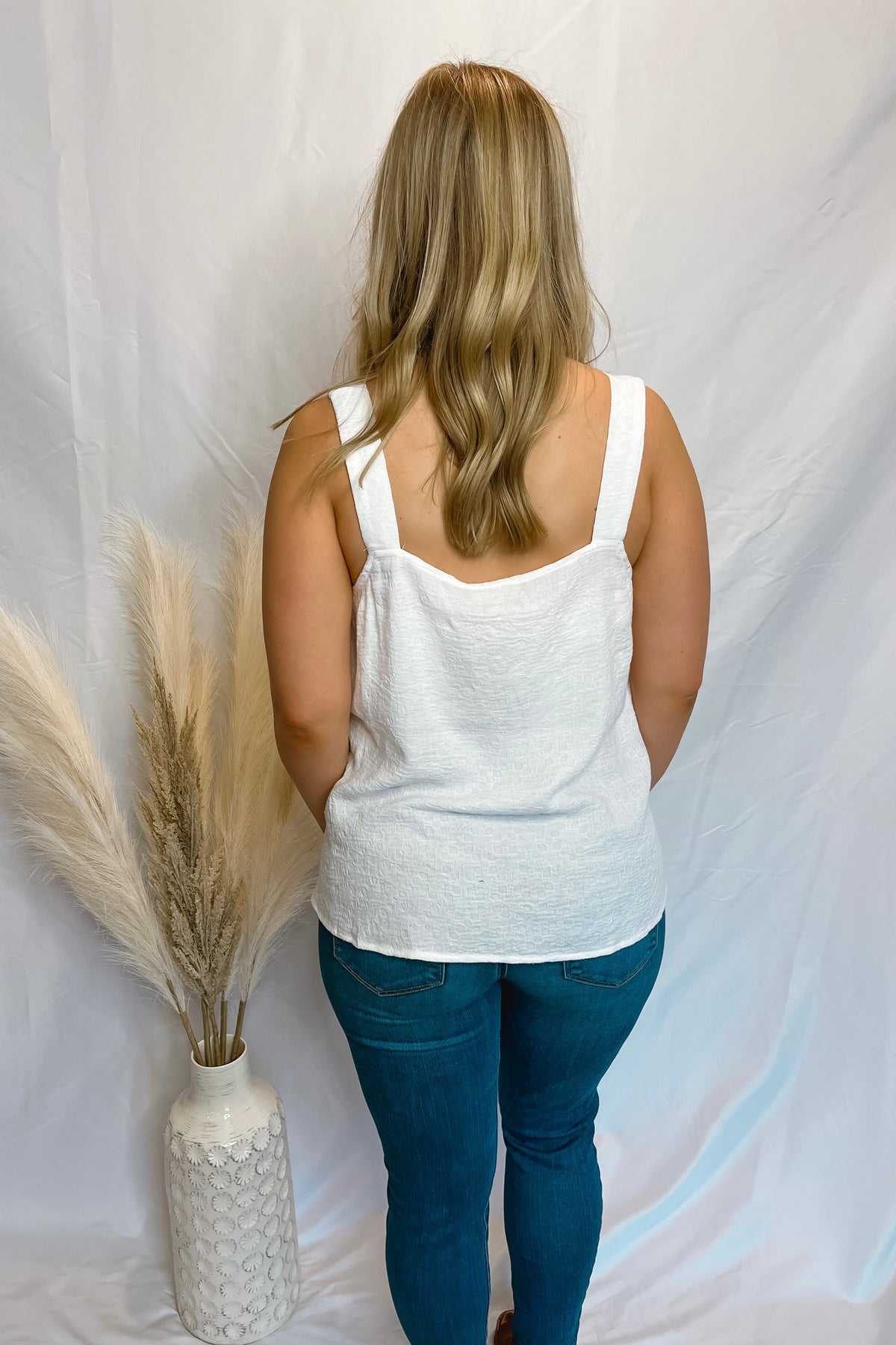 Simply Charmed White Flowy Tank