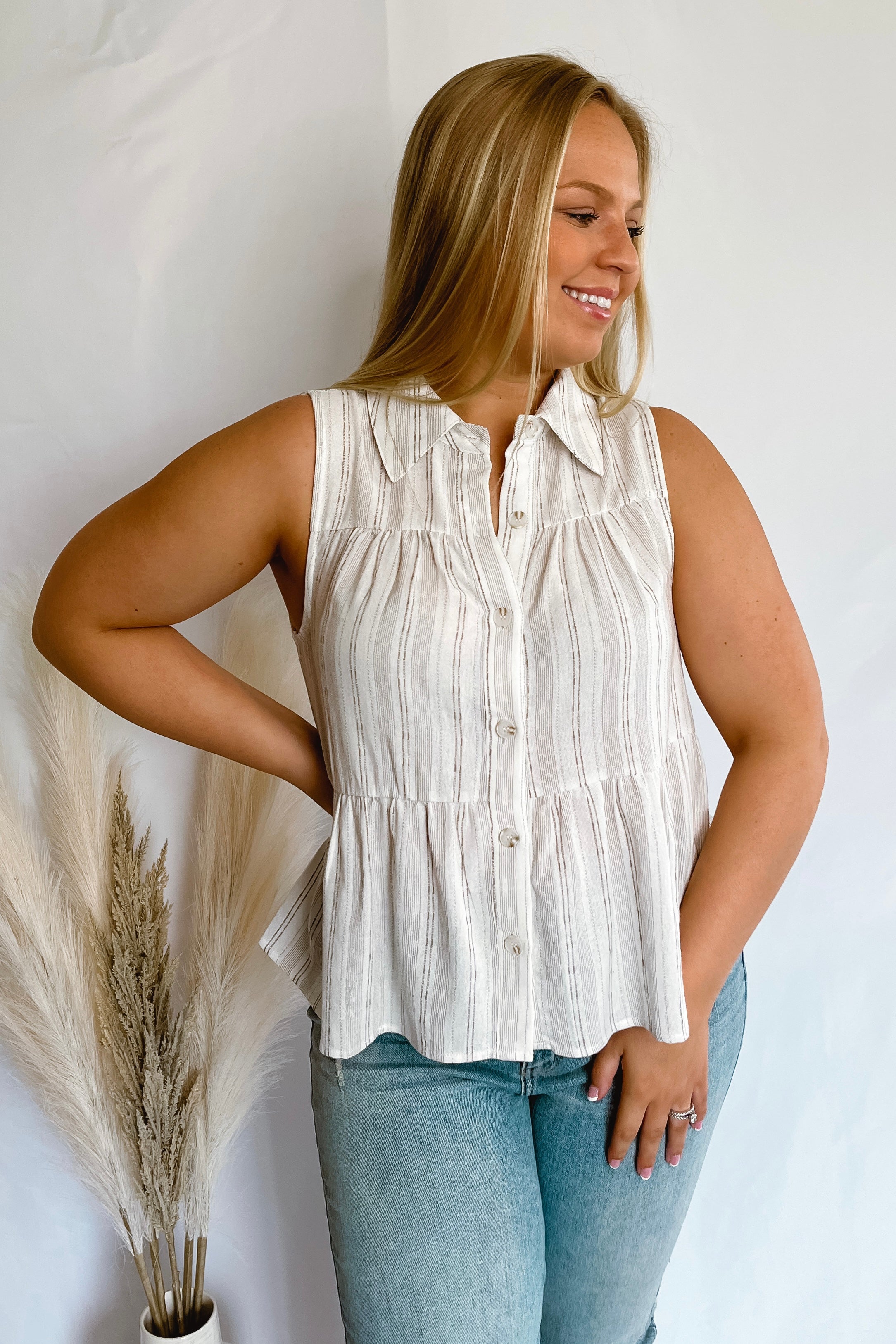 Joyful Journey Brown/Ivory Striped Top