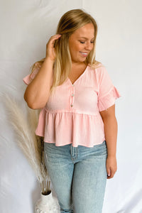 Friendly Smiles Pink Babydoll Top