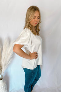 Forever Chic White Puff Sleeve Top