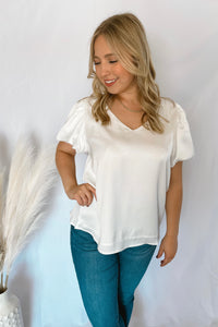 Forever Chic White Puff Sleeve Top