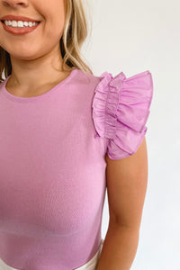 Gorgeous Melody Lavender Ruffle Knit Top