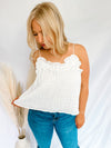 Love The Journey White Ruffle Tank