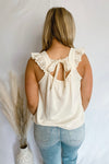 With All My Love Cream Flutter Linen Tank