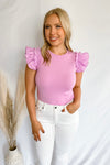 Gorgeous Melody Lavender Ruffle Knit Top